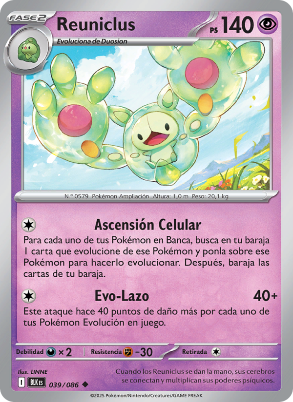 Reuniclus 039 — Schwarze Blitze (Spanish Pokémon TCG card)