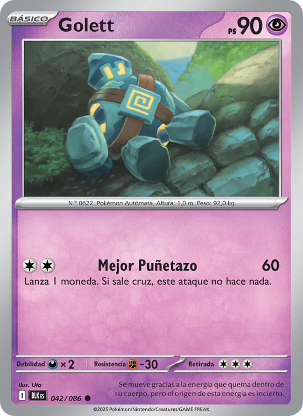 Golett 042 — Schwarze Blitze (Spanish Pokémon TCG card)