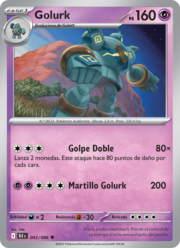 Golurk 043 — Schwarze Blitze (Spanish Pokémon TCG card)