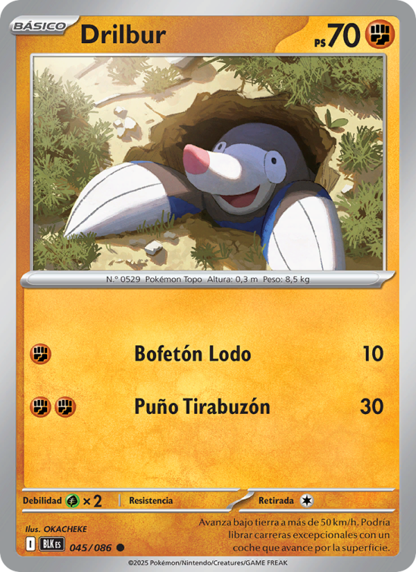 Drilbur 045 — Schwarze Blitze (Spanish Pokémon TCG card)