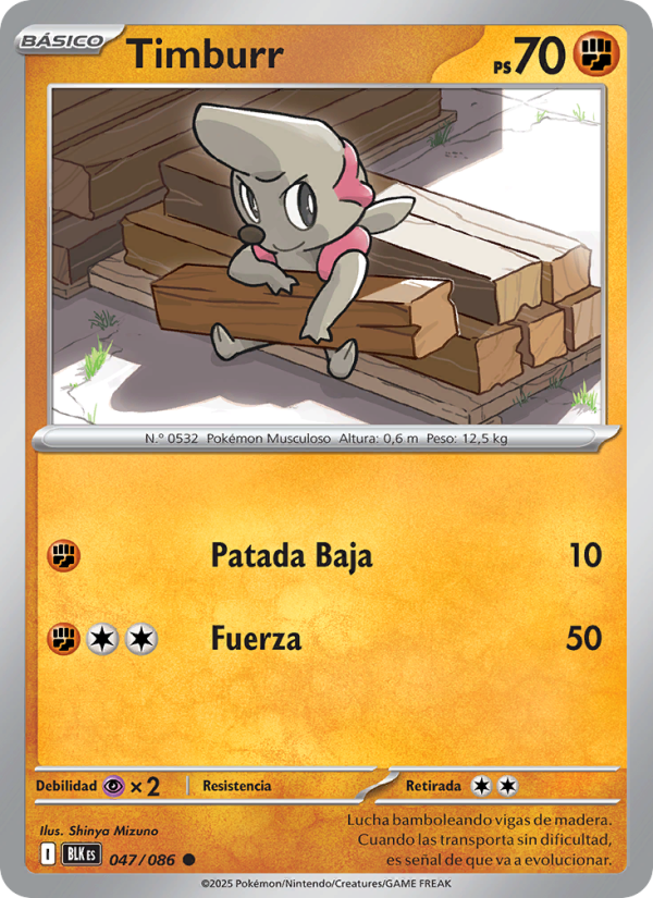 Timburr 047 — Schwarze Blitze (Spanish Pokémon TCG card)