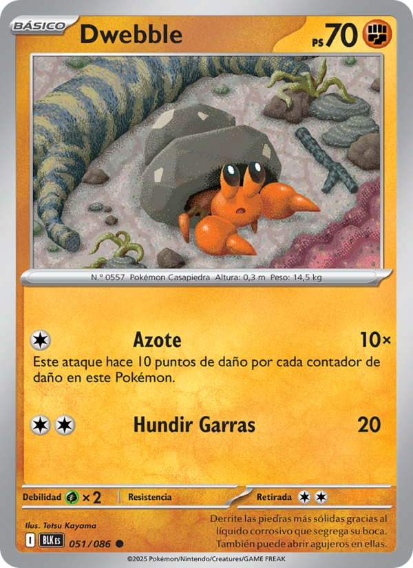 Dwebble 051 — Schwarze Blitze (Spanish Pokémon TCG card)