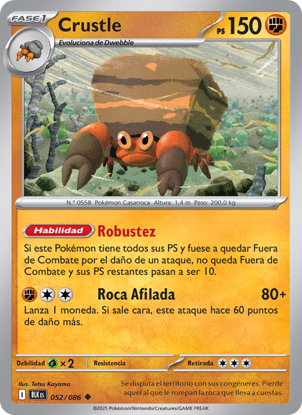 Crustle 052 — Schwarze Blitze (Spanish Pokémon TCG card)