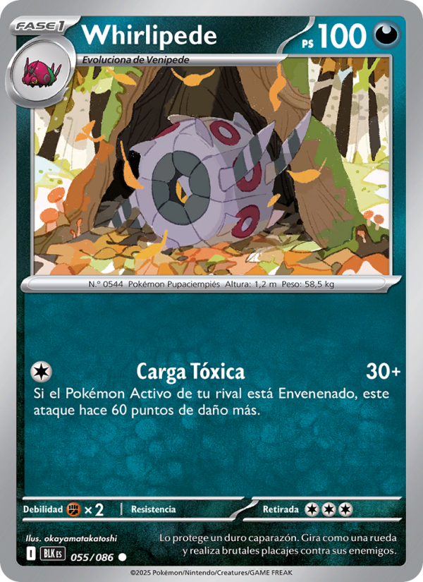 Whirlipede 055 — Schwarze Blitze (Spanish Pokémon TCG card)