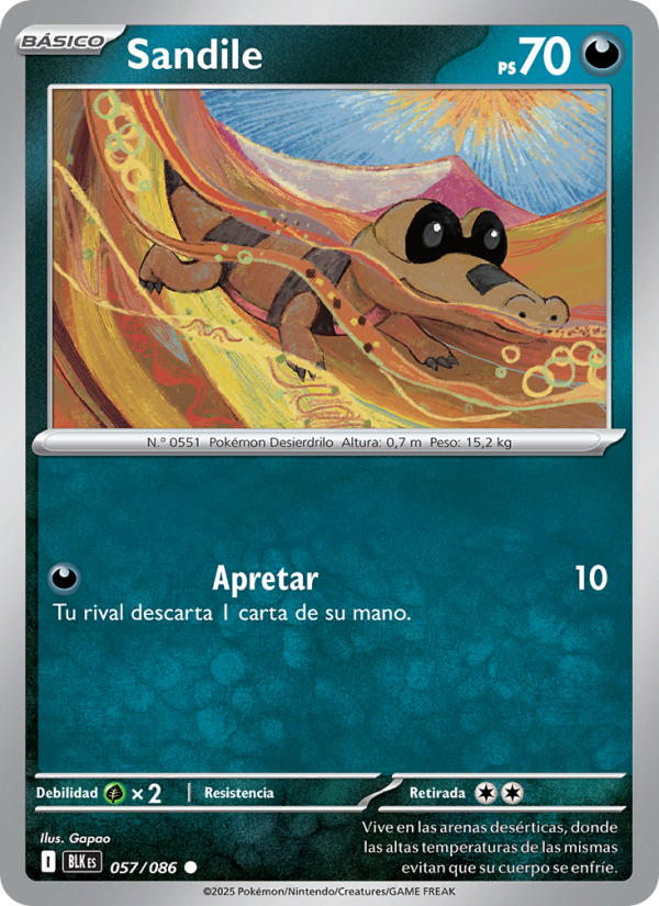 Sandile 057 — Schwarze Blitze (Spanish Pokémon TCG card)