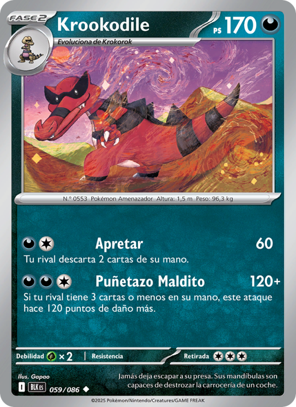 Krookodile 059 — Schwarze Blitze (Spanish Pokémon TCG card)