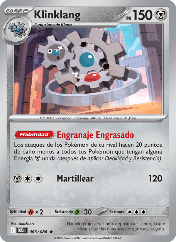 Klinklang 063 — Schwarze Blitze (Spanish Pokémon TCG card)