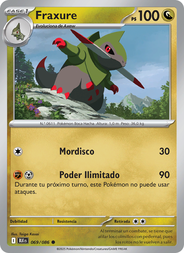 Fraxure 069 — Schwarze Blitze (Spanish Pokémon TCG card)