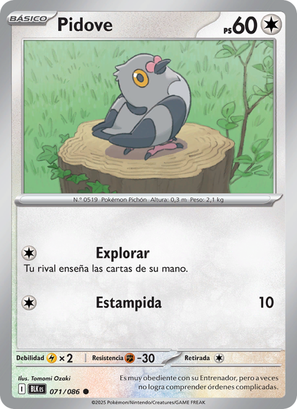 Pidove 071 — Schwarze Blitze (Spanish Pokémon TCG card)