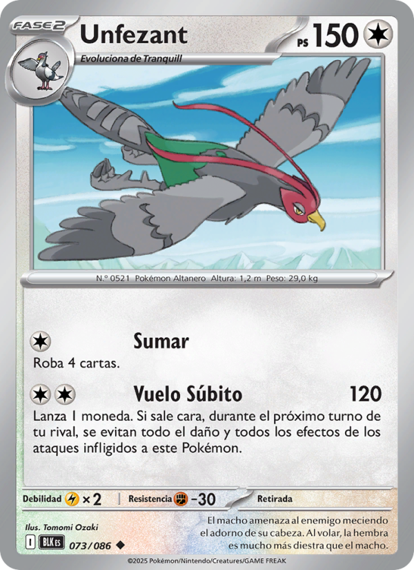 Unfezant 073 — Schwarze Blitze (Spanish Pokémon TCG card)