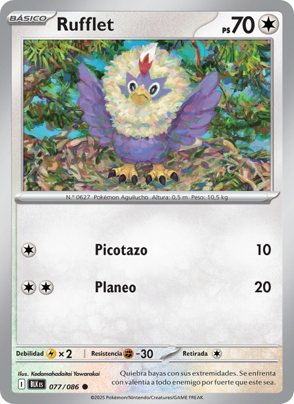 Rufflet 077 — Schwarze Blitze (Spanish Pokémon TCG card)
