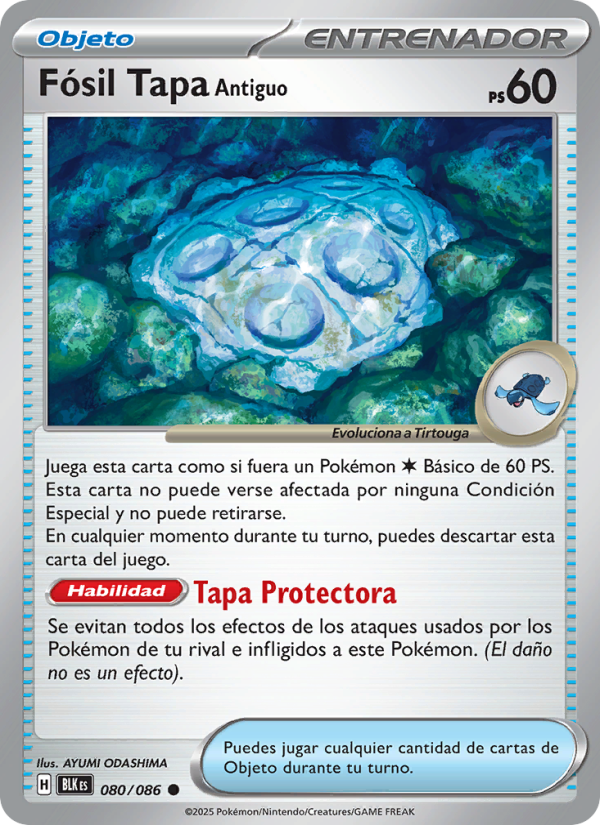 Fósil Tapa Antiguo 080 — Schwarze Blitze (Spanish Pokémon TCG card)