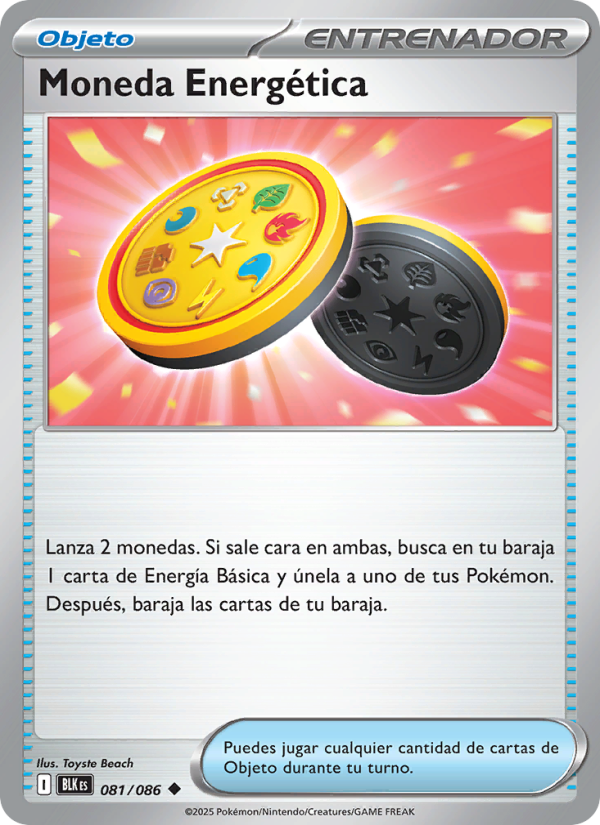 Moneda Energética 081 — Schwarze Blitze (Spanish Pokémon TCG card)