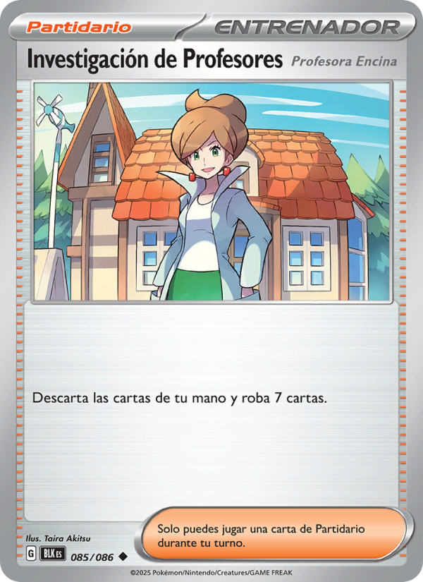 Investigación de Profesores 085 — Schwarze Blitze (Spanish Pokémon TCG card)