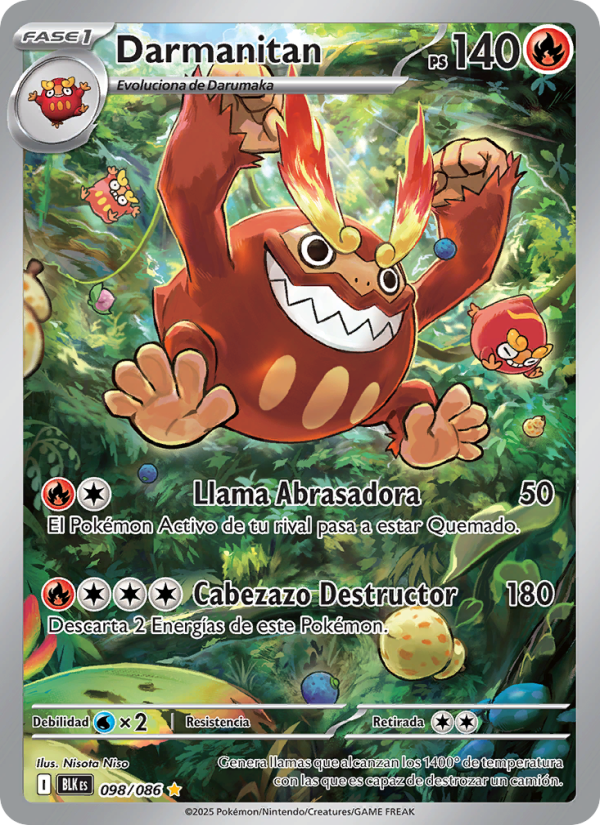 Darmanitan 098 — Schwarze Blitze (Spanish Pokémon TCG card)