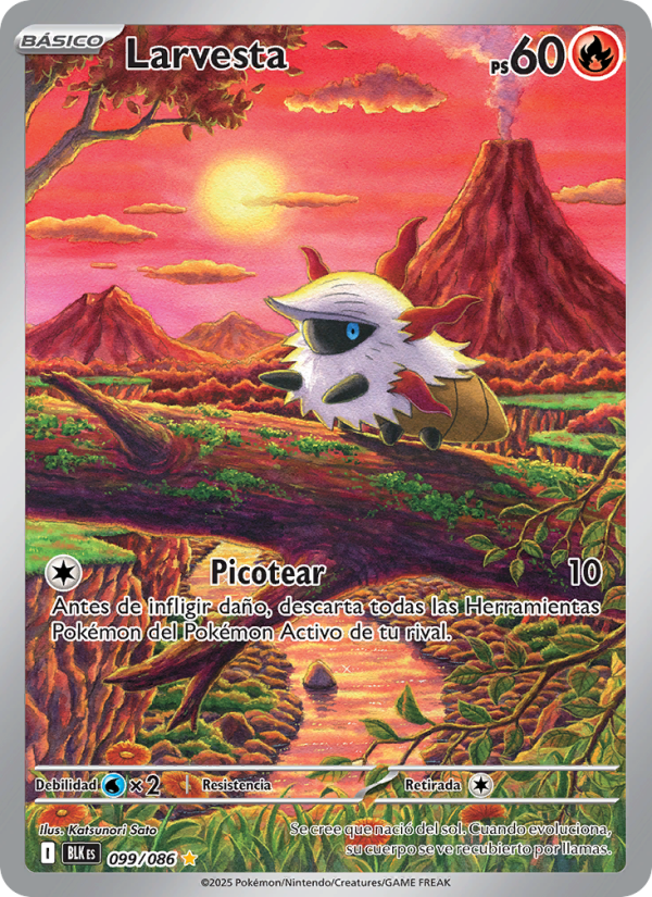 Larvesta 099 — Schwarze Blitze (Spanish Pokémon TCG card)