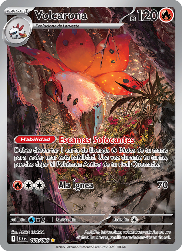 Volcarona 100 — Schwarze Blitze (Spanish Pokémon TCG card)