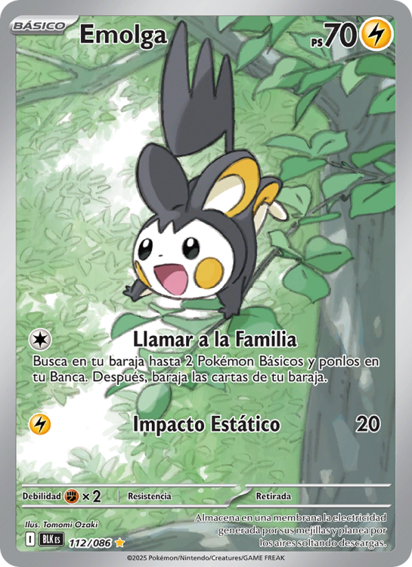 Emolga 112 — Schwarze Blitze (Spanish Pokémon TCG card)