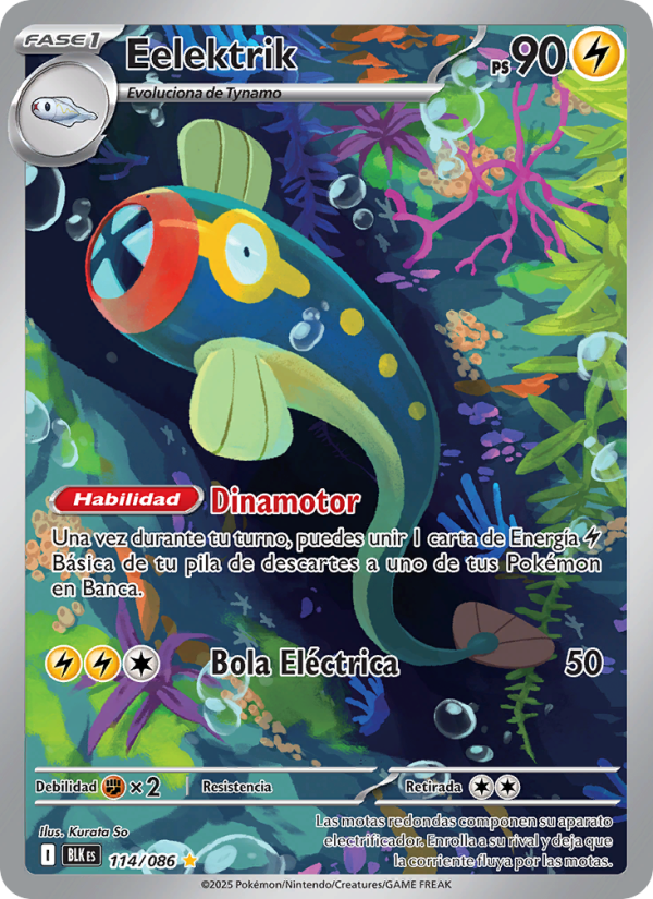 Eelektrik 114 — Schwarze Blitze (Spanish Pokémon TCG card)