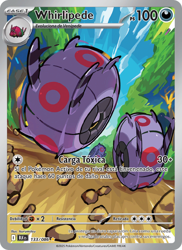 Whirlipede 133 — Schwarze Blitze (Spanish Pokémon TCG card)
