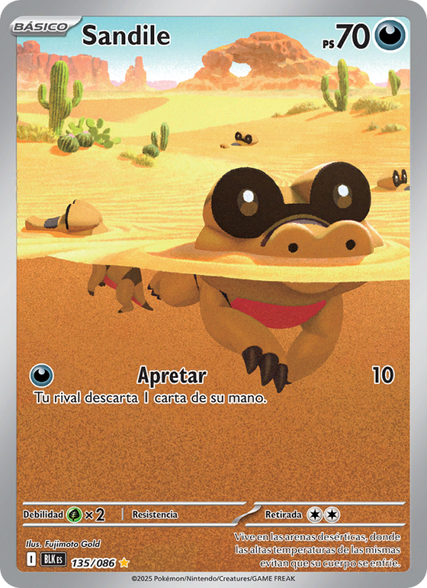 Sandile 135 — Schwarze Blitze (Spanish Pokémon TCG card)