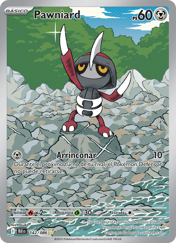 Pawniard 142 — Schwarze Blitze (Spanish Pokémon TCG card)