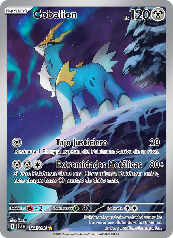 Cobalion 144 — Schwarze Blitze (Spanish Pokémon TCG card)
