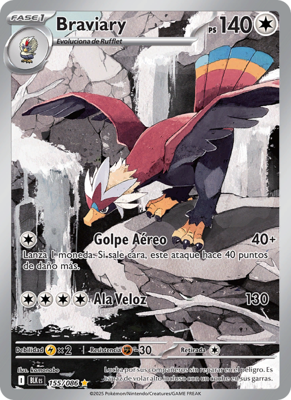 Braviary 155 — Schwarze Blitze (Spanish Pokémon TCG card)