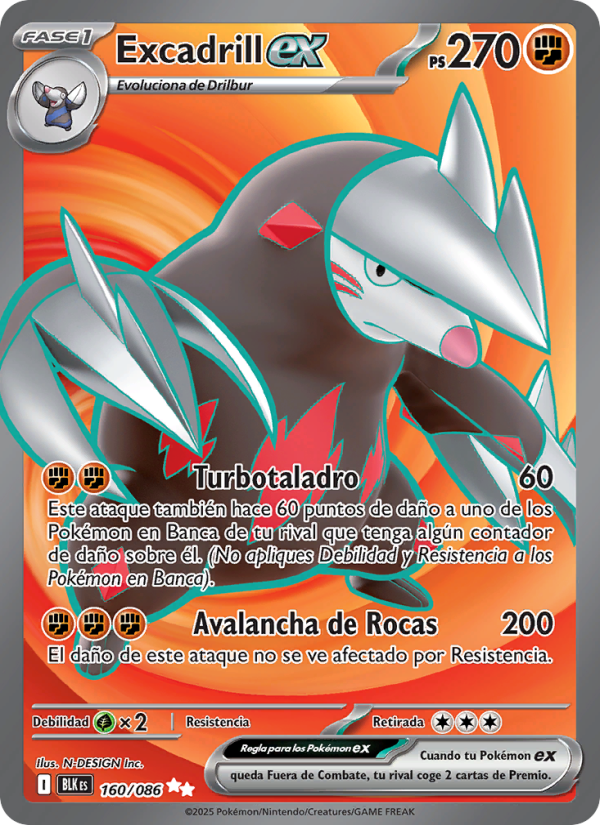 Excadrill ex 160 — Schwarze Blitze (Spanish Pokémon TCG card)