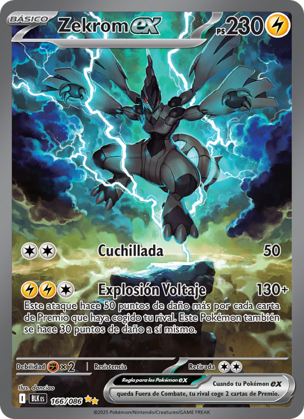 Zekrom ex 166 — Schwarze Blitze (Spanish Pokémon TCG card)