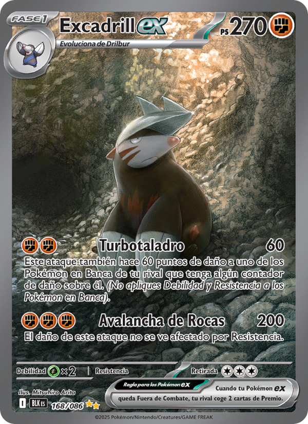 Excadrill ex 168 — Schwarze Blitze (Spanish Pokémon TCG card)