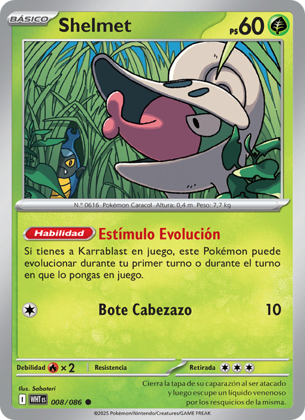 Shelmet 008 — Weiße Flammen (Spanish Pokémon TCG card)