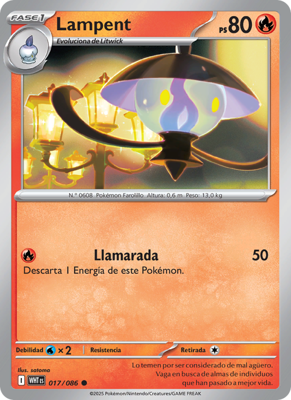Lampent 017 — Weiße Flammen (Spanish Pokémon TCG card)