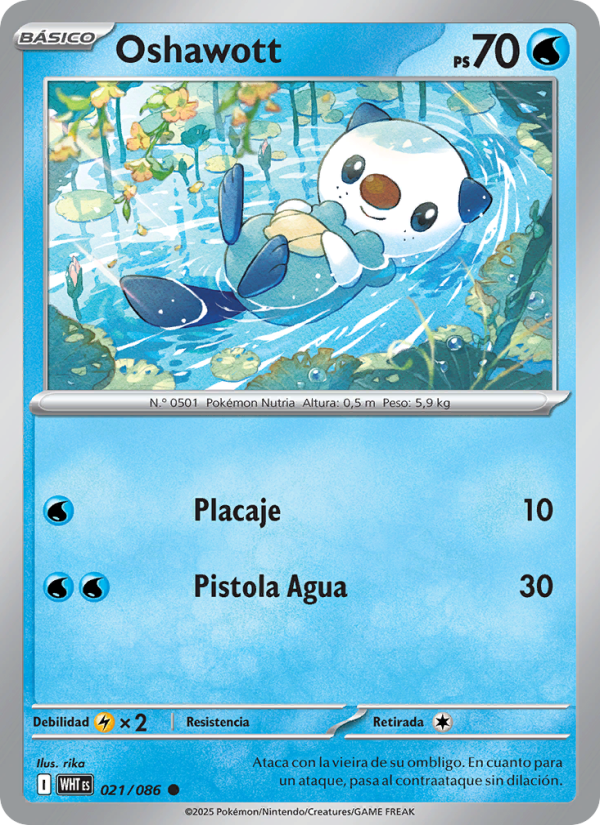 Oshawott 021 — Weiße Flammen (Spanish Pokémon TCG card)