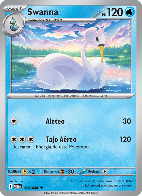 Swanna 026 — Weiße Flammen (Spanish Pokémon TCG card)