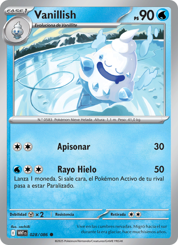 Vanillish 028 — Weiße Flammen (Spanish Pokémon TCG card)