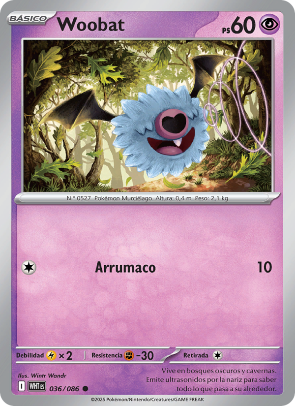 Woobat 036 — Weiße Flammen (Spanish Pokémon TCG card)