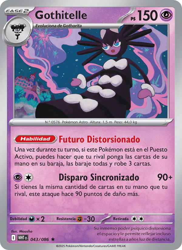 Gothitelle 043 — Weiße Flammen (Spanish Pokémon TCG card)