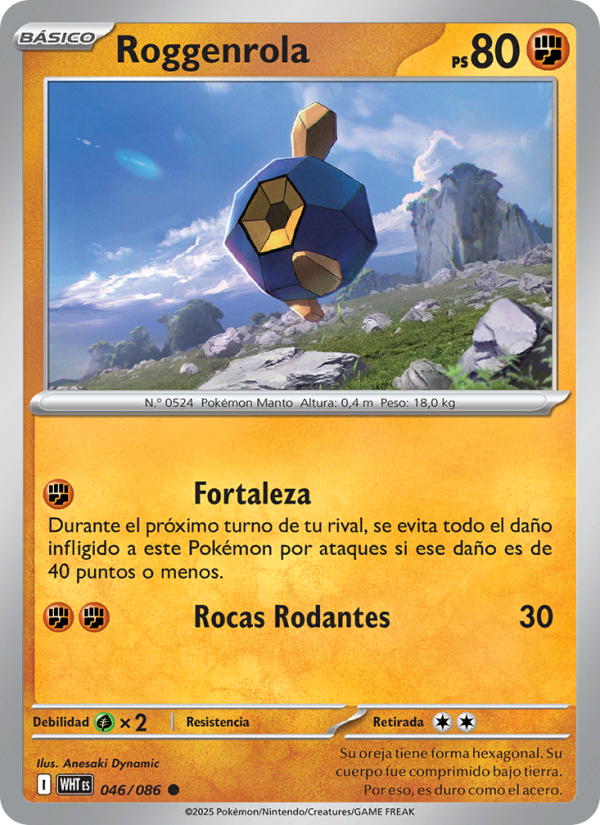 Roggenrola 046 — Weiße Flammen (Spanish Pokémon TCG card)