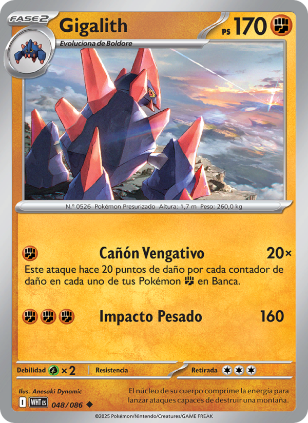 Gigalith 048 — Weiße Flammen (Spanish Pokémon TCG card)