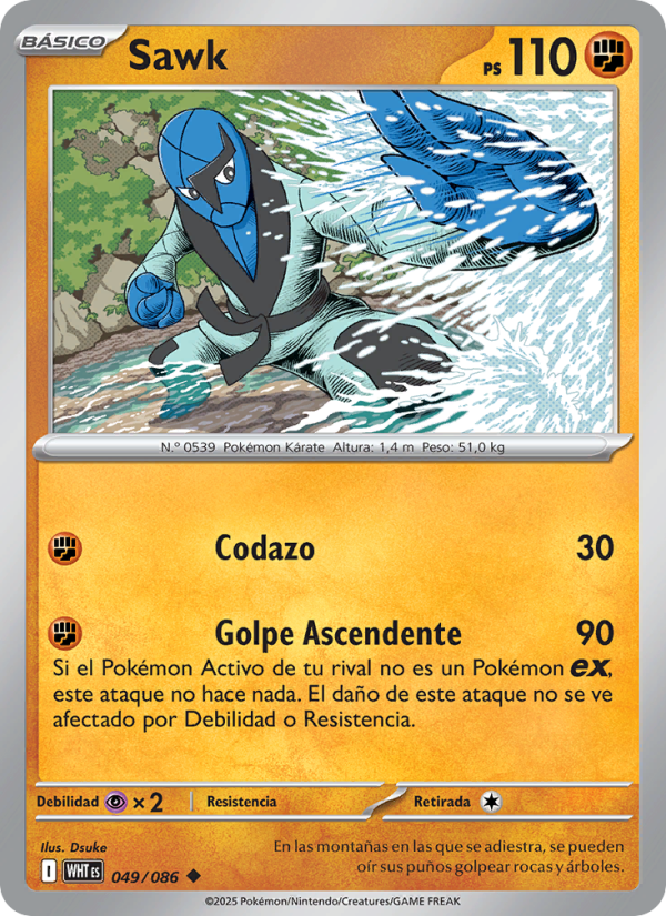 Sawk 049 — Weiße Flammen (Spanish Pokémon TCG card)