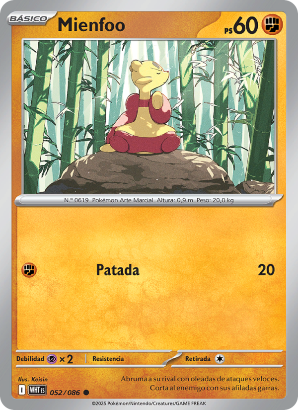 Mienfoo 052 — Weiße Flammen (Spanish Pokémon TCG card)