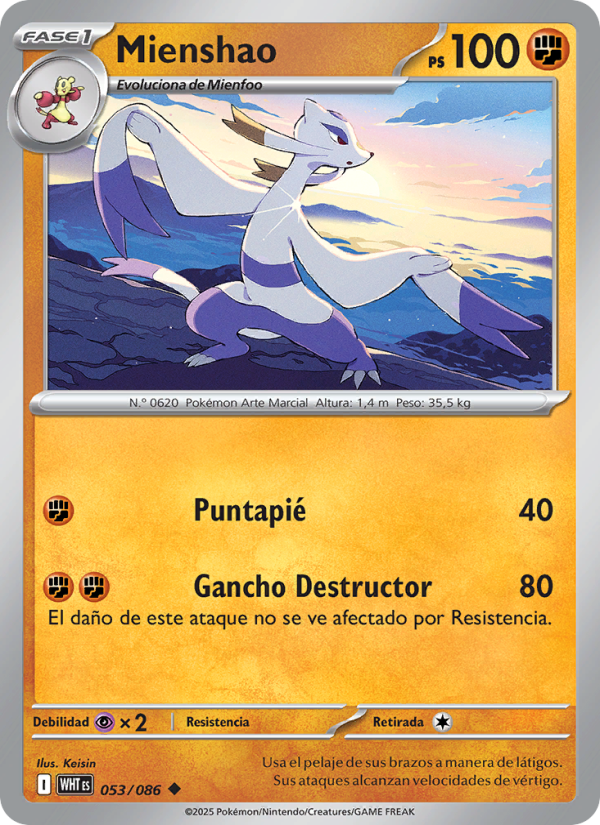 Mienshao 053 — Weiße Flammen (Spanish Pokémon TCG card)