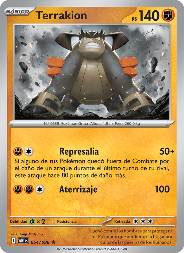 Terrakion 054 — Weiße Flammen (Spanish Pokémon TCG card)