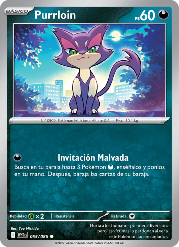 Purrloin 055 — Weiße Flammen (Spanish Pokémon TCG card)