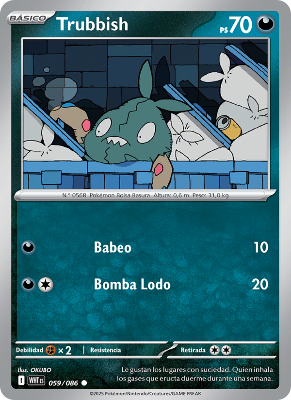 Trubbish 059 — Weiße Flammen (Spanish Pokémon TCG card)