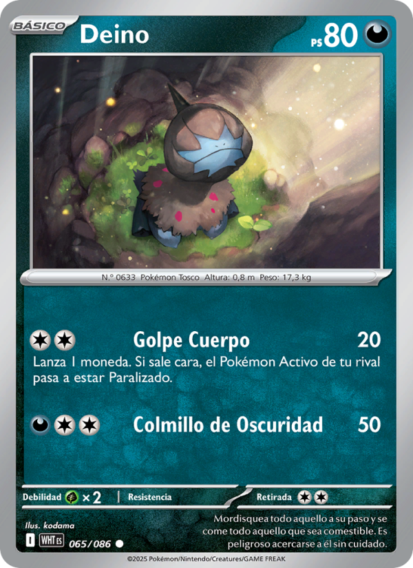 Deino 065 — Weiße Flammen (Spanish Pokémon TCG card)