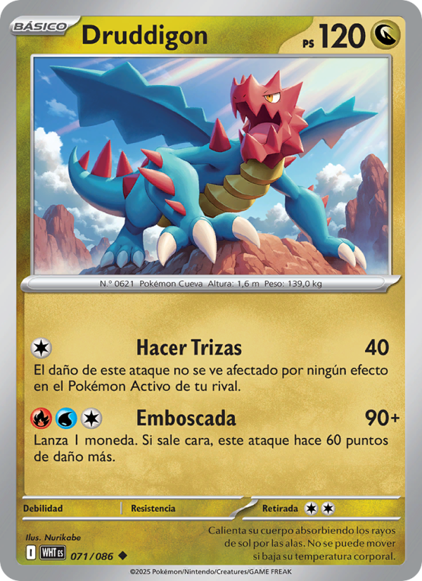 Druddigon 071 — Weiße Flammen (Spanish Pokémon TCG card)