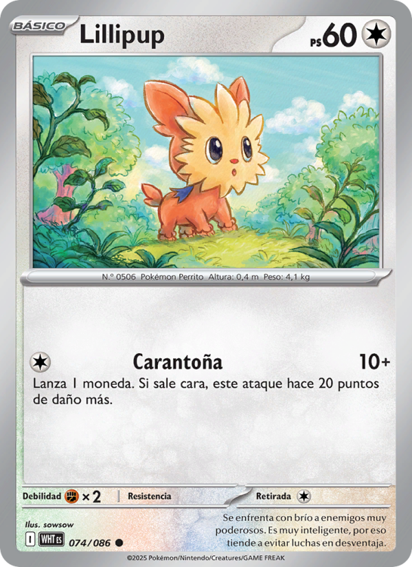 Lillipup 074 — Weiße Flammen (Spanish Pokémon TCG card)