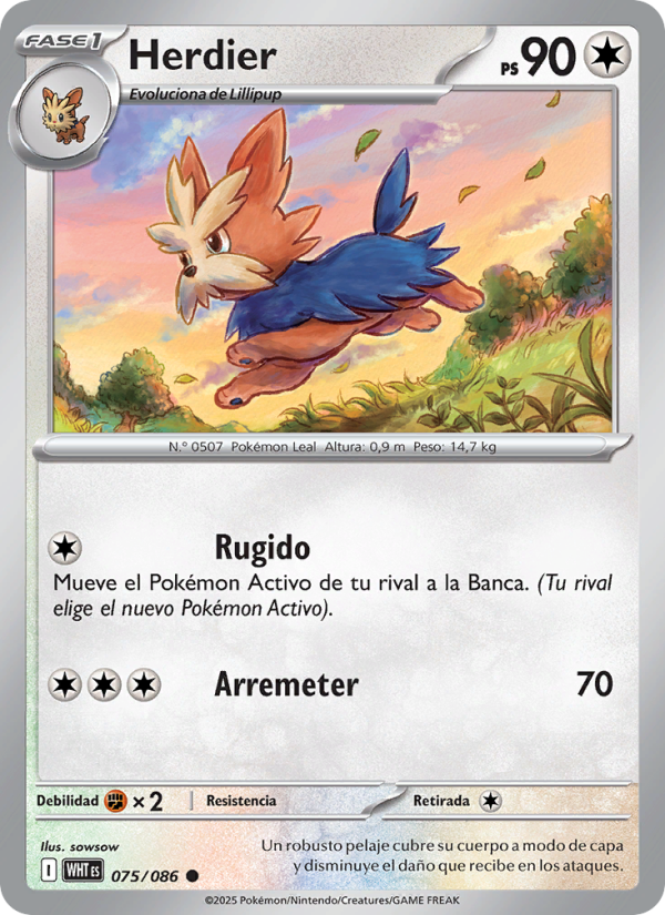 Herdier 075 — Weiße Flammen (Spanish Pokémon TCG card)
